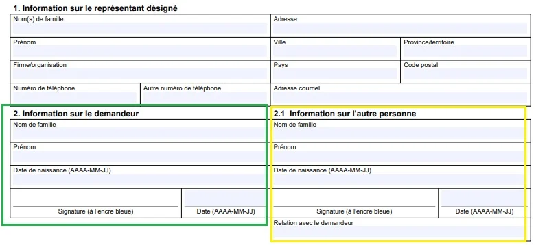 IMM5744 exemple sections à remplir