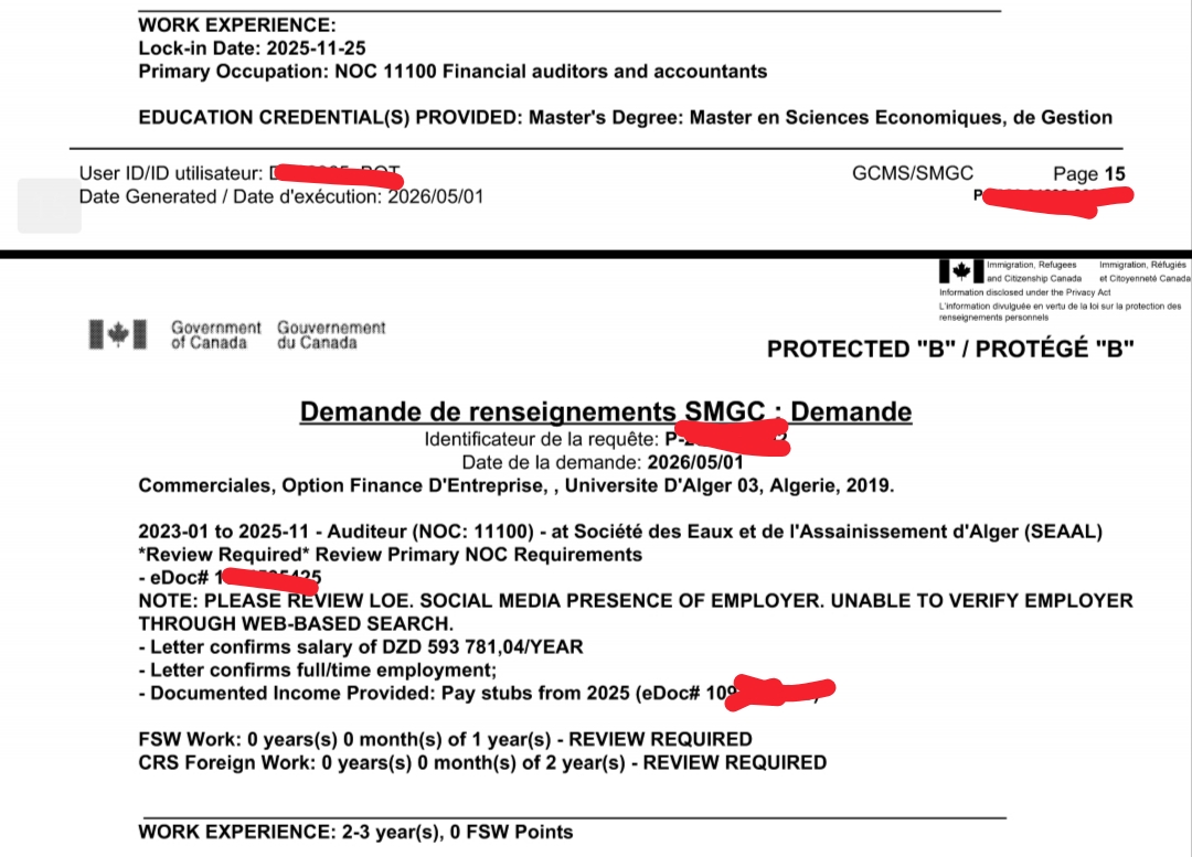 Expérience de travail non validé !!!
